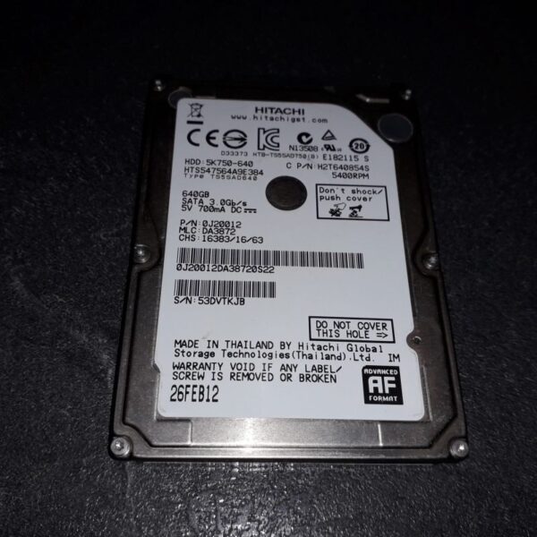 Disque dur Hitachi HTS547564A9E384 sata 2.5 640 GB