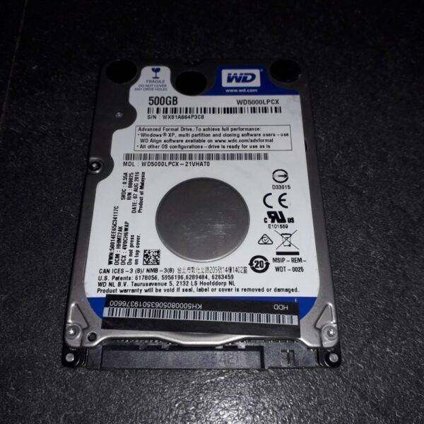DISQUE DUR 2,5" WESTERN DIGITAL 500GB WD5000LPCX