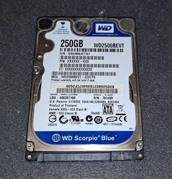 Disque dur interne Western Digital Scorpio Blue 250Go Modèle WD2500BEVT