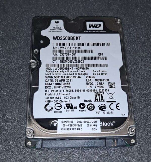 Disque dur Black WD2500BEKT-75PVMT1 250Go 5400 2.5" SATA