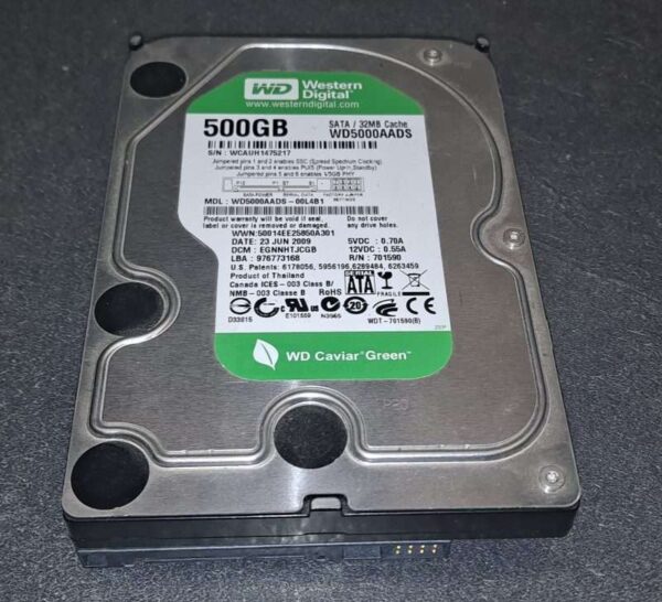 Disque dur Western Digital WD5000AADS 500Go 32mo 7200rpm Sata 3.5 pouces