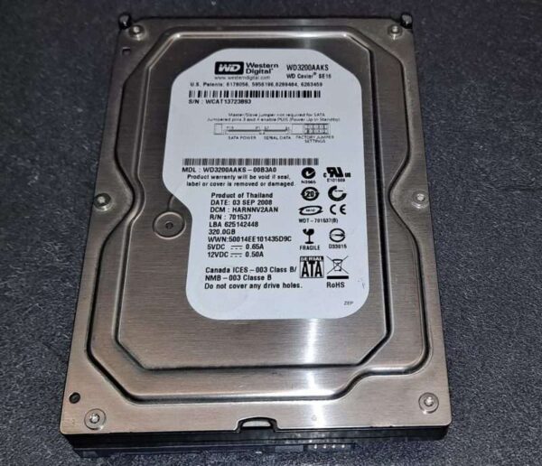 Disque dur Western Digital WD 320 Go SATA 3,5" 7200RPM WD3200AAKS
