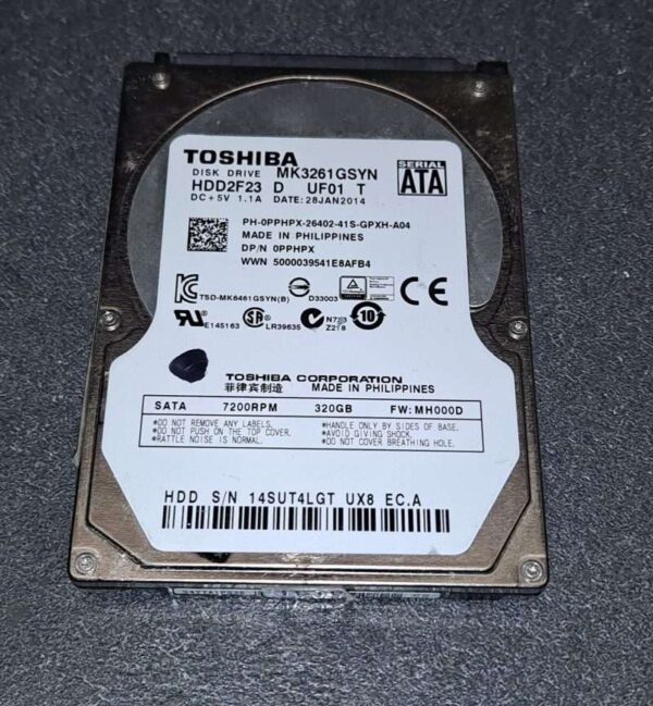 Disque Dur 320Go 2.5" SATA TOSHIBA HDD2F23 MK3261GSYN