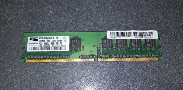 Mémoire 512Mo Ram V916764K24QBFW-F5 240-PIN DDR2 PC2-5300U 667Mhz CL5