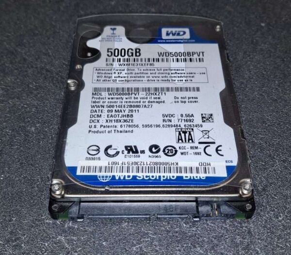 Disque Dur 2.5 Sata WESTERN DIGITAL WD5000BPVT / 500GB