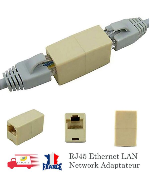 Adaptateur Ethernet RJ45 à 8 broches femelle à Coupleur raccod Câble Adsl Fibre