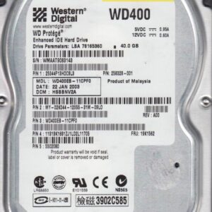 Disque dur WD400EB-11CPF0, DCM HSBBNV2A, Western Digital 40GB IDE 3.5 Hard Drive