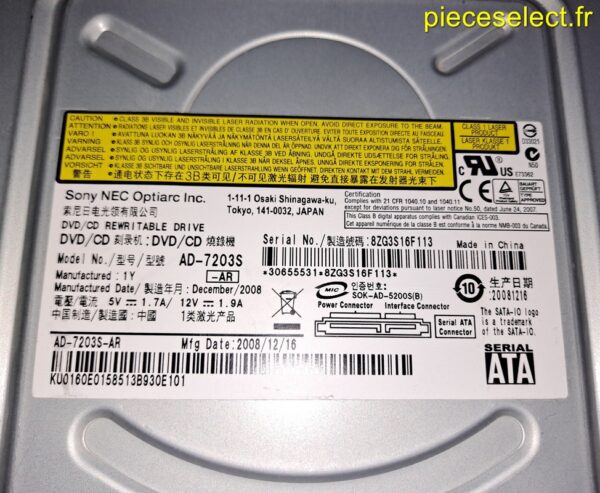 Lecteur Graveur DVD sata Sony Nec Optiarc AD-7203S – Image 2